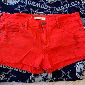 Red jean shorts